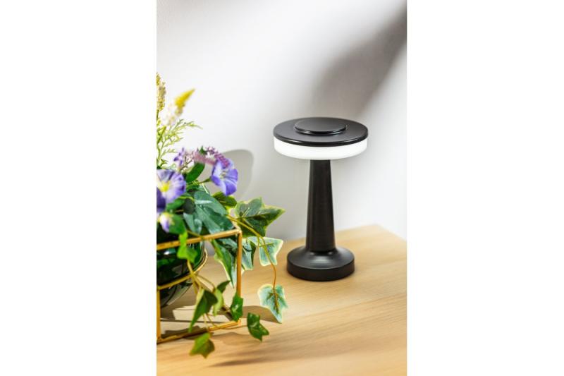 Decor Stolní Lampa Monum 3W 200lm DC 5V 1A 3000 K 3 stupně. Stmívání s baterií 1800 mAh, černá. 1208962504