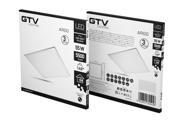 Svítidlo LED ARGO, 55W, 5500lm, AC220-240V, 50/60 Hz, PF> 0.9, Ra≥80, IP44, IK08,140 °, 4000K 1208962628