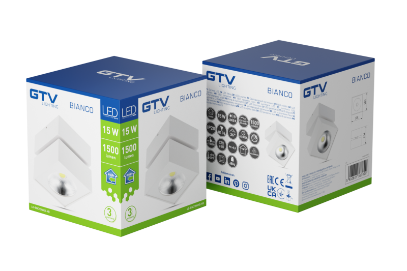 Decor Svítidlo LED BÍLÉ 15W 1500lm AC220-240V 50/60 Hz PF> 0,5 Ra≥80 IP20 IK06.36 ° 4000K čtvercové bílé. 1208962665