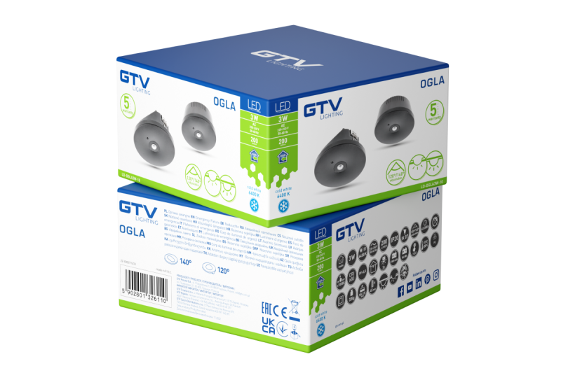 Nouzové svítidlo OGLA LED, 3W, 200lm, AC220-240V, 50-60Hz, IP20, 6400K, 3H, jednoúkolové, TEST, černé 1208963017