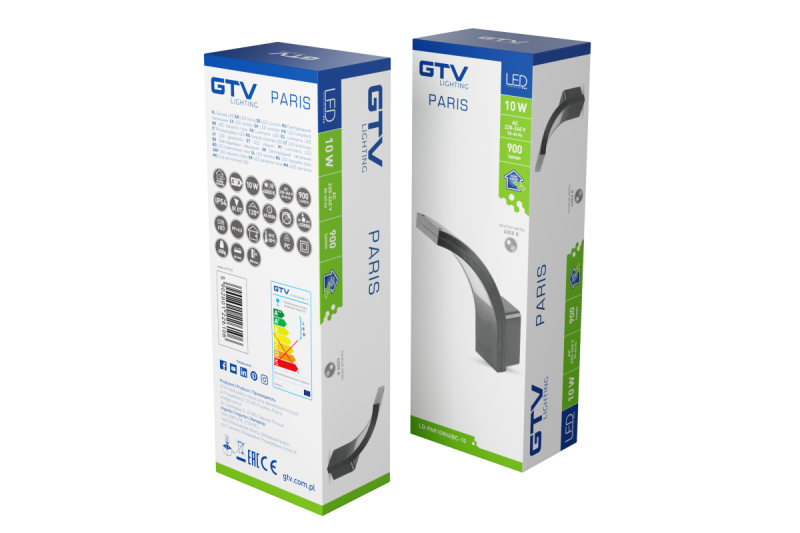 Dekor PARIS LED-lampa 10W 900lm IP54 AC220-240V 50/60Hz 140° 4000K šedá 1208963098