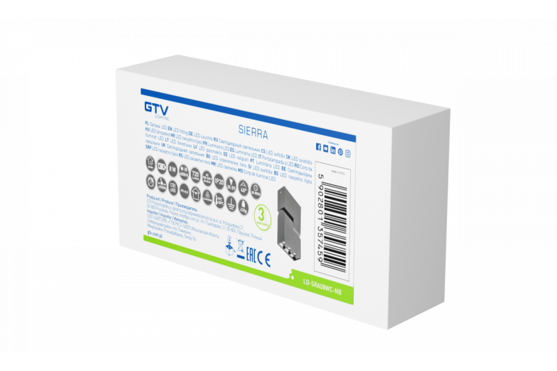 Decor LED svítidlo SIERRA 8W 720lm AC220-240V 50/60 Hz PF>0,5 Ra≥80 IP20 IK08 4000K 48° černá. 1208963166