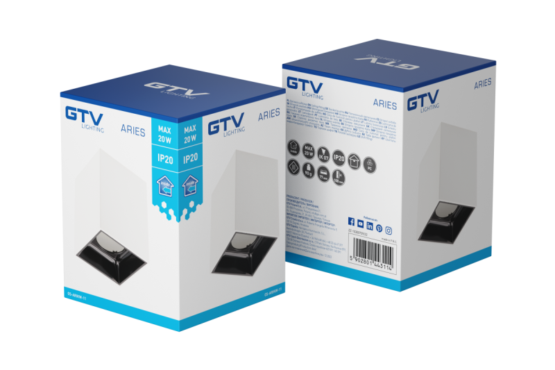 Decór Stropní svítidlo ARIES PC 77x100mm IP20 max 20W čtvercové bílé/černé. 1208963814