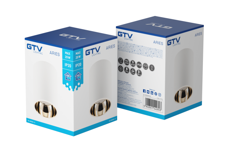 Dekor Stropní svítidlo ARIES PC 73x105mm IP20 max 20W kulaté bílé/zlaté. 1208963819