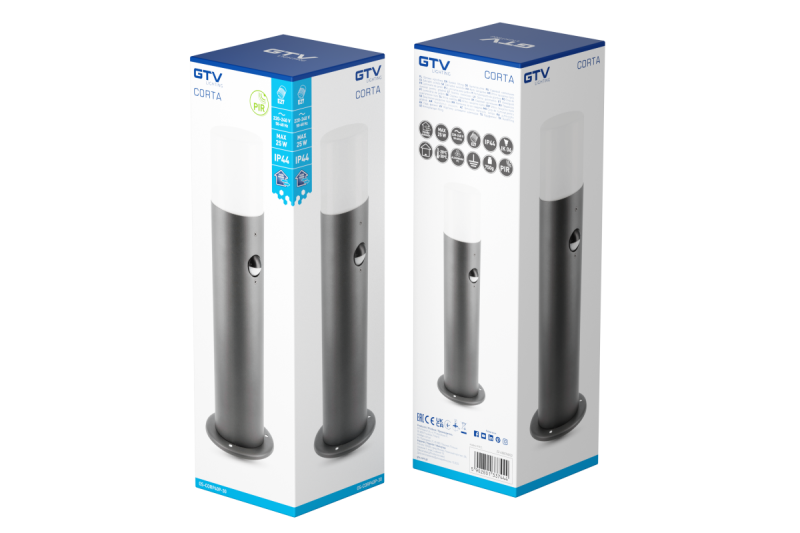 Decorační zahradní svítidlo CORTA-P PIR 40 E27 MAX.25W IP44 AC220-240V 50-60Hz sloup grafit. 1208963862