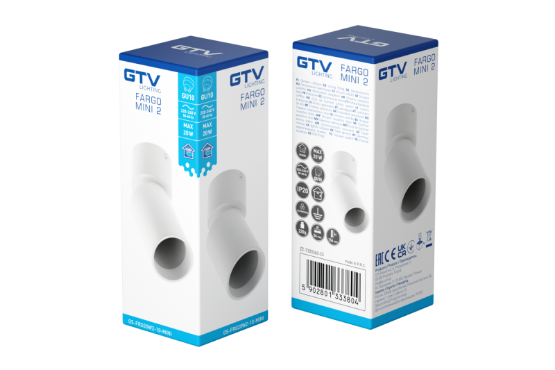 Dekorativní stropní svítidlo FARGO MINI 2 hliník 56x150mm IP20 max 20W kulaté bílé. 1208963882