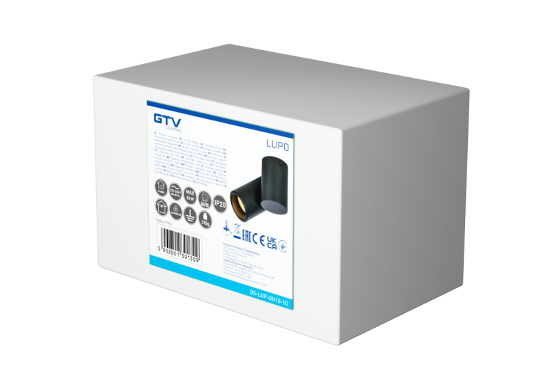 Dekor Stropní svítidlo LUPO hliník 11,6x5,6x11,5 IP20 1*GU10 max. 50W kulaté černé. 1208963928