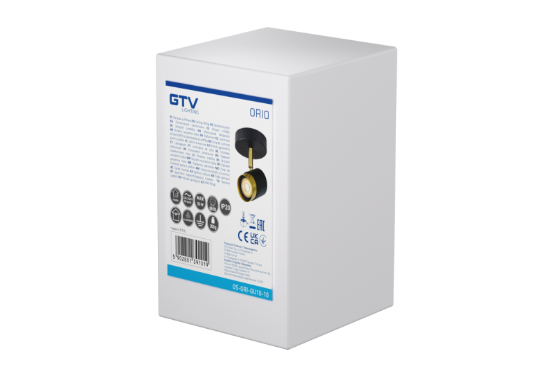 Dekorativní stropní svítidlo ORIO hliník 11,6x5,6x11,5 IP20 1*Gu10 max. 50W kulaté černé. 1208963969