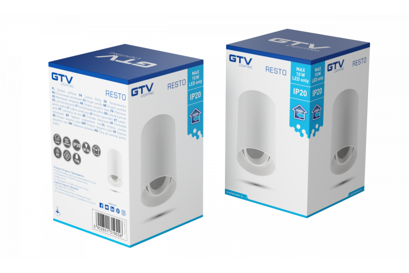 Plafondová lampa RESTO PC φ80x125mm IP20 max 20W kulatá bílá. 1208963986