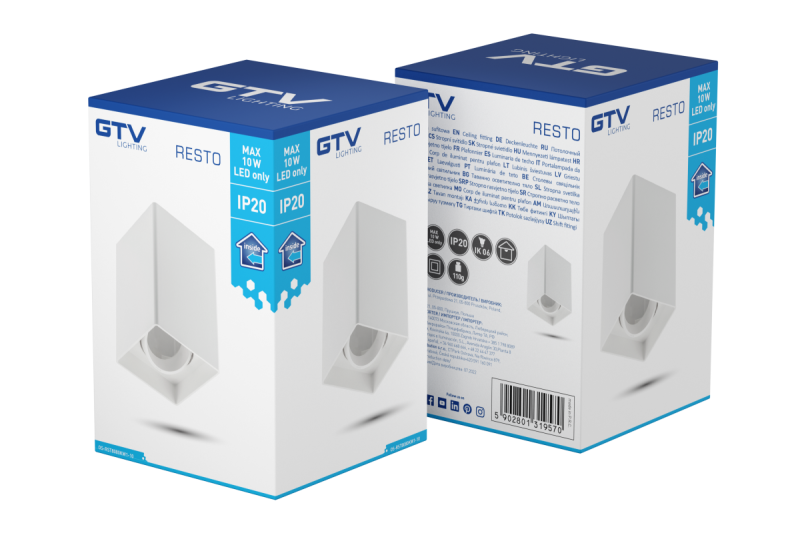 Deco Stropní svítidlo RESTO PC 80x80x125mm IP20 max 20W čtvercové bílé. 1208963988