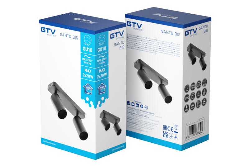 Dekorativní stropní svítidlo SANTO BIS hliník IP20 max. 20W*2 dvojité kulaté černé. 1208963999