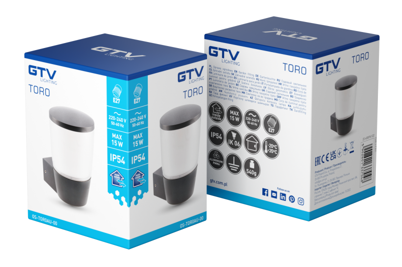 Deco zahradní osvětlení TORA-AU E27 MAX.15W IP54 AC220-240V 50-60Hz nástěnná lampa černá 1208964023