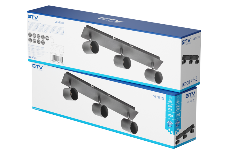 Decorační stropní svítidlo VENETO IP20 max. 20W 3 x GU10 kulaté černé. 1208964040