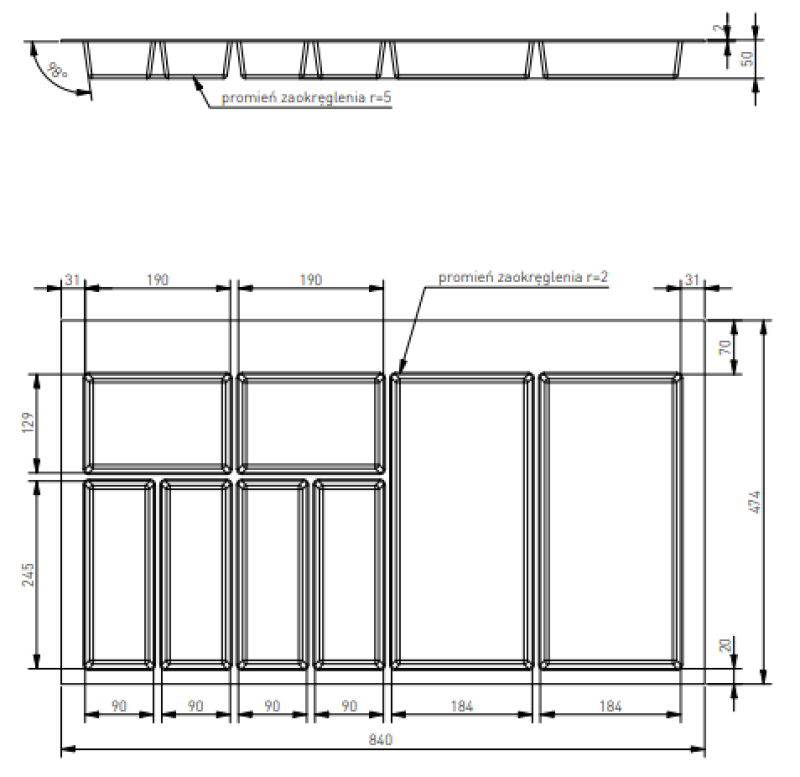 Decor Cutle Příborník Vložka do kuchyňské zásuvky 900 Bílá 1208966381