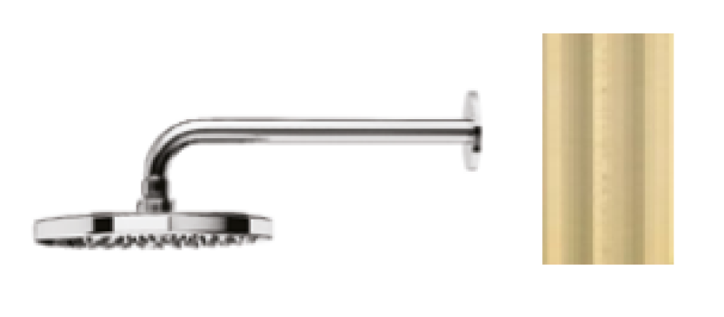 Waterevolution Flow hlavová sprcha 250 mm s nástěnným připojením PVD Light Gold T164125WGE