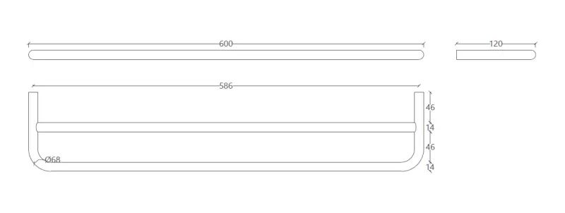 Waterrevoluce flow dvojitý držák na ručníky 60 cm PVD Light Gold A112DWGE