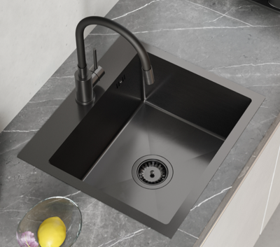 Quadri Dixton 50 černý Nano PVD nerezový dřez 500x450 mm s otvorem pro baterii 1208967082