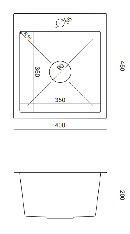 Quadri Dixton 40 set met RVS dřez 400x450 mm met otvor pro baterii nástěnný a kuchyňská baterie Quadri Bristol RVS