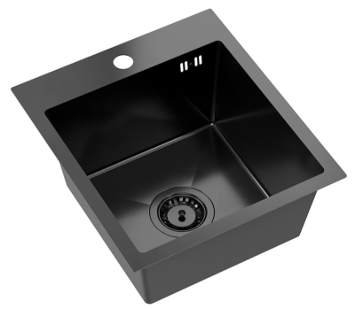 Quadri Dixton 40 set met černým nerezovým dřezem s nano pvd 400x450 mm s otvorem pro baterii a Quadri Coventry kuchyňskou baterií