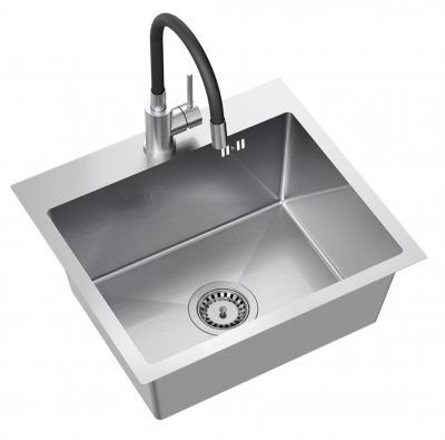 Quadri Dixton 50 set met roestvrijstalen spoelbak 500x450 mm met kraangat opbouw en roestvrijstalen Bristol keukenkraan