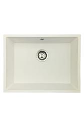 GraniteMy Universele granieten witte spoelbak 55x40 cm bílá montáž nad pracovní desku, pod pracovní desku a do roviny s pracovní deskou s nerezovou zátkou 1208967109