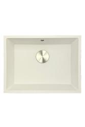 GraniteMy Universele granieten witte spoelbak 55x40 cm bílá montáž nad pracovní desku, pod pracovní desku a do roviny s pracovní deskou s nerezovou zátkou 1208967109