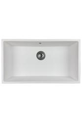 GraniteMy Universal granitový velký bílý dřez 74x40 cm bílý, montáž na desku, pod desku a do roviny s nerezovým uzávěrem 1208967111