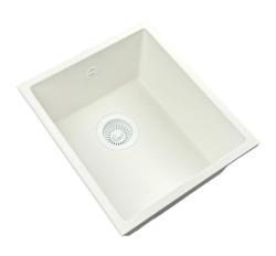 GraniteMy Universal univerzální bílý žulový dřez 34x40 cm bílý, instalace na desku, pod desku i do roviny s bílou zátkou 1208967146