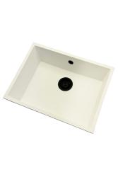 GraniteMy Universal granitový bílý dřez 55x40 cm bílý na desku, pod desku a do roviny s černou zátkou 1208967154