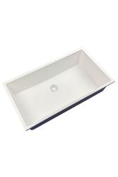 GraniteMy Universal granitový velký bílý dřez 74x40 cm bílý pro horní, spodní a plochou montáž s bílou zátkou 1208967160