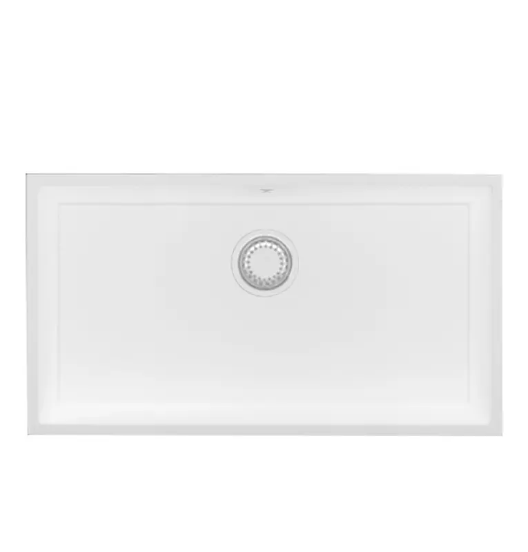 GraniteMy Universal granitový velký bílý dřez 74x40 cm bílý pro horní, spodní a plochou montáž s bílou zátkou 1208967160
