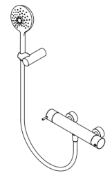Waterevolution Flow sprchový termostat s kulatou černou sprchovou soupravou T140TNRPR