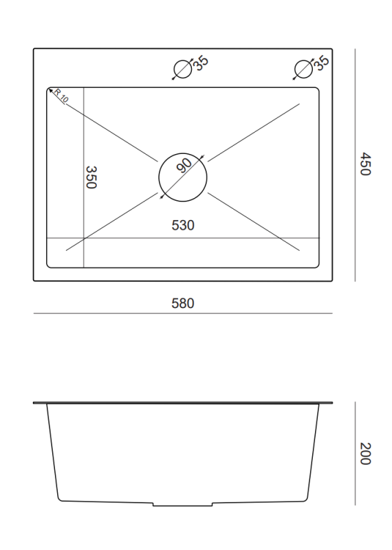 Quadri Dixton 60 Nerezový dřez 580x450 mm s otvorem pro baterii a příslušenstvím 1208967194