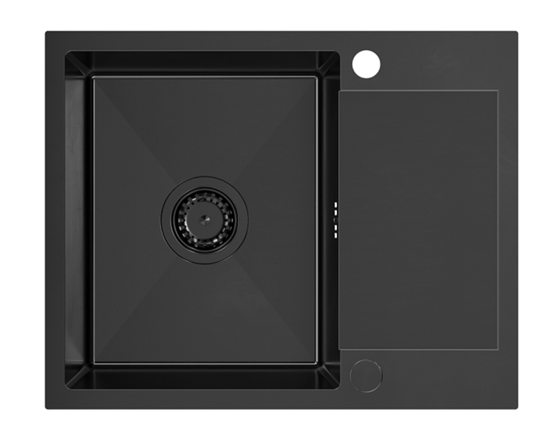 Quadri Dixton 80 černá PVD Nano nerezový dřez 600x480 mm s odkapem otočný 1208967197