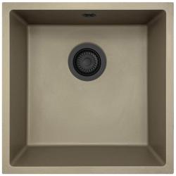 GraniteMy Universal granitový taupe dřez 40x40 cm, montáž na desku, pod desku a do roviny s černou zátkou 1208967213