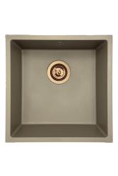 GraniteMy Universal žulový taupe dřez 40x40 cm na desku, pod desku a do roviny s měděnou zátkou 1208967214