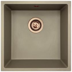 GraniteMy Universal žulový taupe dřez 40x40 cm na desku, pod desku a do roviny s měděnou zátkou 1208967214