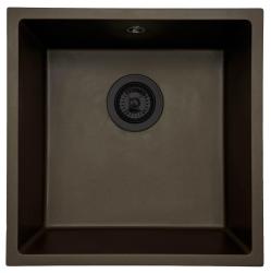 GraniteMy Universele granieten café spoelbak 40x40 cm opbouw, onderbouw en vlakbouw met zwarte plug 1208967216
