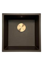GraniteMy Universal granitový kuchyňský dřez 40x40 cm pro montáž na povrch, pod povrch a do roviny s měděnou zátkou 1208967217