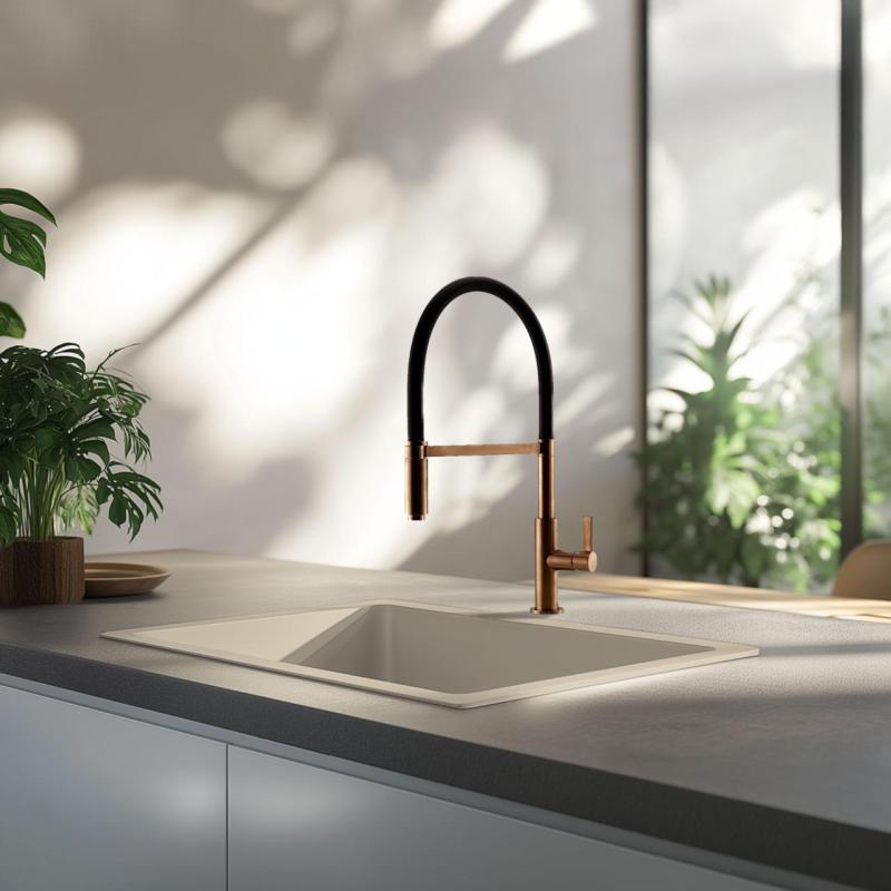 GraniteMy Universal granitový béžový pískový dřez 50x40 cm pro horní, spodní a plochou montáž s měděným špuntem 1208967221