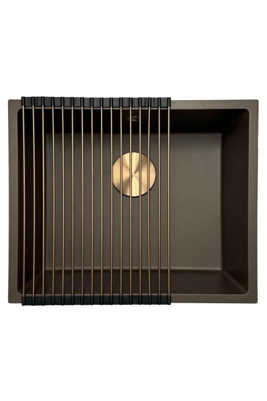 GraniteMy Universele granieten cafésink 50x40 cm opbouw, podstavba a úroveň instalace s měděnou zátkou 1208967229