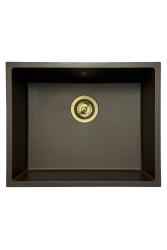 GraniteMy Universele granieten café spoelbak 50x40 cm opbouw, onderbouw en vlakbouw met gout plug 1208967230