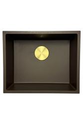 GraniteMy Universele granieten café spoelbak 50x40 cm opbouw, onderbouw en vlakbouw met gout plug 1208967230