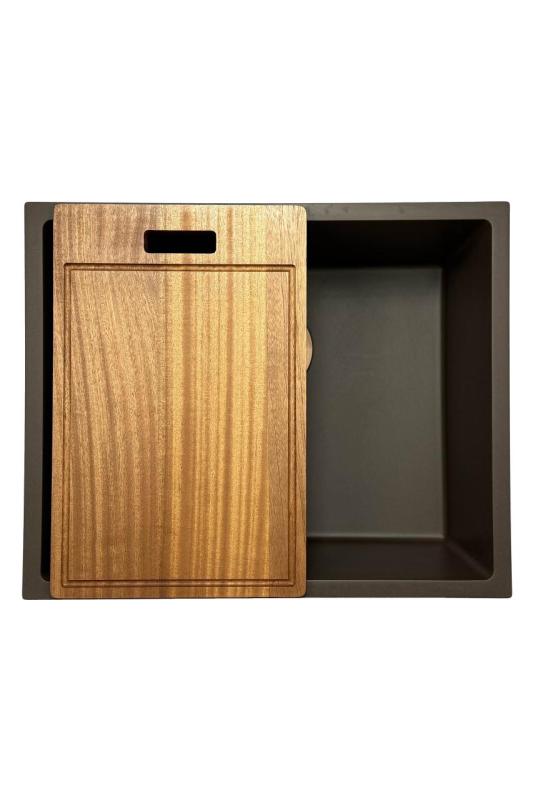 GraniteMy Universele granieten café spoelbak 50x40 cm opbouw, onderbouw en vlakbouw met gout plug 1208967230