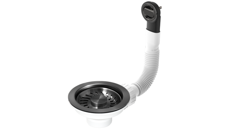 Granitemy sada korbových zátěk PVD broušený gun metal, odtoková sada pro dřez včetně přepadu kulatého a obdélníkového 1208967253