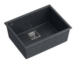 Quadri Quadrangle antracitový žulový podstavný dřez 55x42 cm s nerezovou zátkou 1208967273