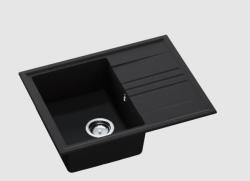 GraniteMy Vesi extra mělký žulový vestavný černý dřez 64x50cm s odkapávačem oboustranný s nerezovou zátkou 1208967280