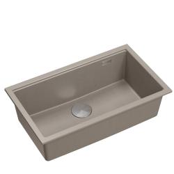 Quadri Newport II velký a hluboký dřez granitový montáž na desku a pod desku taupe dřez 76x45cm s nerezovou zátkou 1208967310