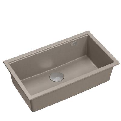 Quadri Newport II velký a hluboký dřez granitový montáž na desku a pod desku taupe dřez 76x45cm s nerezovou zátkou 1208967310