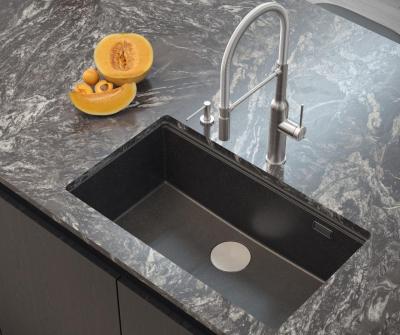 Quadri Newport II velký a hluboký dřez granitový, montáž na pracovní desku i pod pracovní desku, antracitový dřez 76x45 cm s nerezovou zátkou 1208967313
